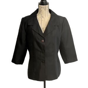 Vintage Talbots Women's Size 12 Petites Blazer Jacket Black Pure Silk New w/Tags